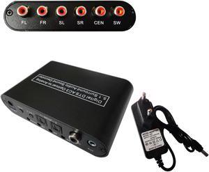 Digital Optical Audio To 5.1 2.1 Channel Stereo Analog RCA Converter AC3 DTS