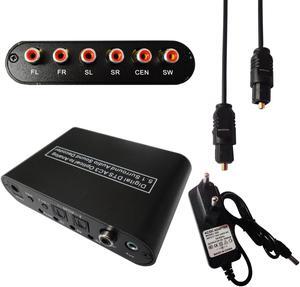 AC3/DTS Digital Optical To 5.1/2.1 Channel Stereo Analog Audio Decoder Converter