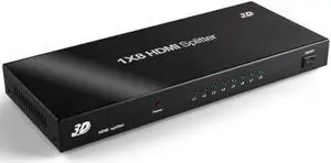 1x8 HDMI Splitter 1 In 8 Out Amplified Powered Signal Distributor Full HD 1080P