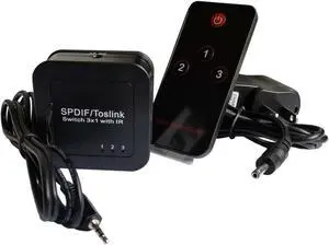3 x1 SPDIF TOSLINK Optical Digital Audio Switch with Infrared Remote Control and Remote Control