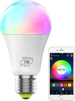 MagicLight Smart Light Bulb (60w Equivalent), A19 7W Multicolor 2700k-6500k Dimmable WiFi LED Bulb, Compatible with Alexa Google Home Siri IFTTT