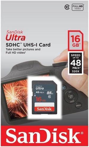 SanDisk 16GB SD Ultra 48MB/s 16G SDHC C10 320X UHS-I memory flash card for camera