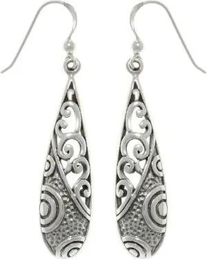 Jewelry Trends Mixed Texture Teardrop Sterling Silver Long Dangle Earrings