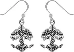 Jewelry Trends Sterling Silver Celtic Knotwork Tree of Life Dangle Earrings