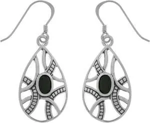 Jewelry Trends Silver Plated Bronze Celtic Knot Teardrop Dangle Earrings Created Black Onyx