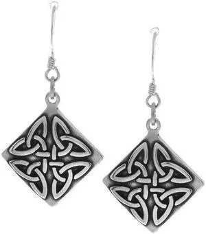 Jewelry Trends Sterling Silver Celtic Trinity Triangle Knot Dangle Earrings