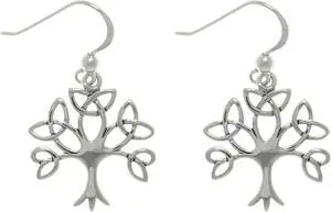 Jewelry Trends Sterling Silver Tree of Life Celtic Trinity Knot Branch Dangle Earrings