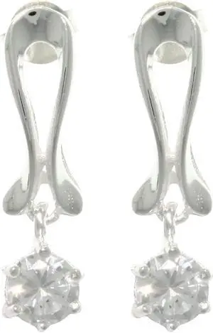 Jewelry Trends Sterling Silver Round-cut Cubic Zirconia Dangle Earrings