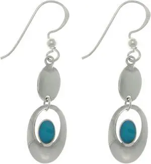 Jewelry Trends Sterling Silver Blue Colored Resin Drop Earrings