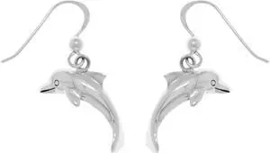 Jewelry Trends Sterling Silver Jumping Dolphins Dangle Earrings