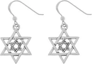Jewelry Trends Sterling Silver Double Star of David Dangle Earrings