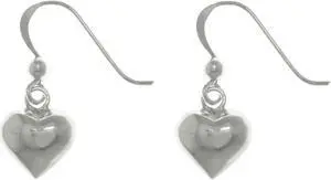 Jewelry Trends Sterling Silver Petite Puff Heart Dangle Earrings