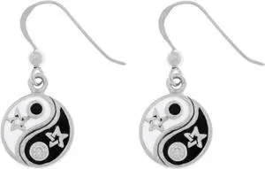 Jewelry Trends Sterling Silver Yin Yang Stars Dangle Earrings with Black and White CZ's