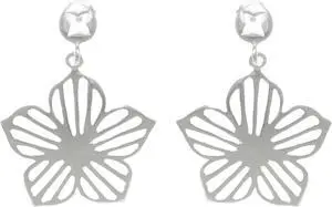 Jewelry Trends Sterling Silver Plumeria Flower Dangle Earrings