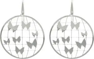 Jewelry Trends Sterling Silver Multi Butterfly Laser Cut Round Dangle Earrings