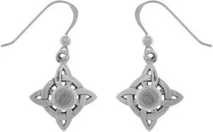 Jewelry Trends Sterling Silver with Rainbow Moonstone Celtic Quaternary Luck Knot Dangle Earrings