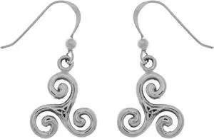 Jewelry Trends Sterling Silver Celtic Trinity Triskele Dangle Earrings