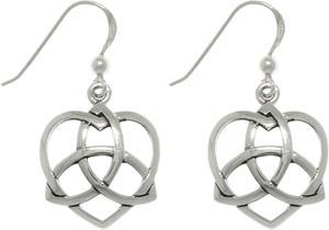 Jewelry Trends Sterling Silver Celtic Trinity Knot Love Heart Dangle Earrings