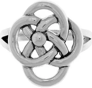 Jewelry Trends Silver Plated Bronze Five Fold Knot Symbol Celtic Ring Size 9