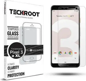 Teckroot 3 Pack of Screen Protector for Google Pixel 3A XL Tempered Glass Film [Easy to Apply] [Ultra-Thin] [Anti-Scratch] [No Bubbles] Full Coverage Clear Film