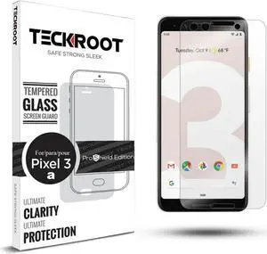 Teckroot 3 Pack of Screen Protector for Google Pixel 3A Tempered Glass Film [Easy to Apply] [Ultra-Thin] [Anti-Scratch] [No Bubbles] Full Coverage Clear Film