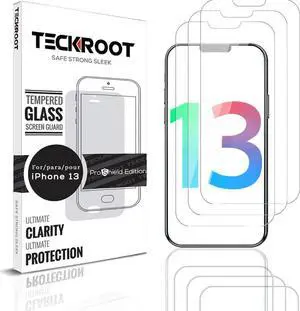 Teckroot iPhone 13 Screen Protector | Tempered Glass Full Coverage Screen Guard | Scratch Resistant Edge Protection for Apple iPhone 13 | 3 Pack