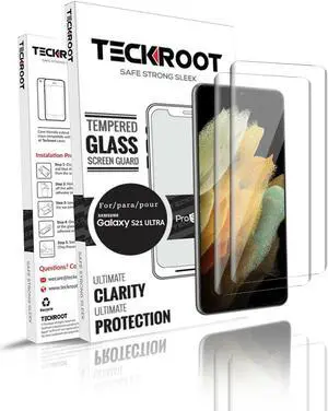 Teckroot Galaxy S21 Ultra Screen Protector | Tempered Glass Full Coverage Screen Guard | ( FingerPrint Not Compatible )Scratch Resistant Edge Protection for Samsung Galaxy S21 Ultra | 2 Pack