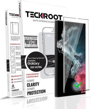 Teckroot Screen Protector For Samsung Galaxy S22 Ultra | Glastic | Support Fingerprint Unlock, Case Friendly | Full Glue | Full Coverage Screen Guard | Not Glass | Scratch Resistant Edge Protection