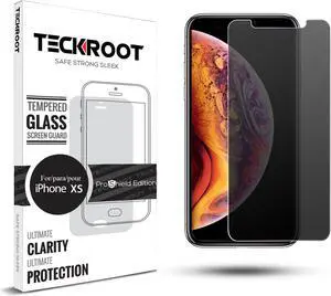 TeckRoot iPhone Xs [ 3 Pack ] PrivacyTempered Glass Screen Protector ProShield Edition Full Screen [High Definition] [Bubble Free] [Anti-Scratches] [Easy to Install]