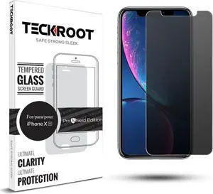 TeckRoot iPhone XR Privacy [3 Pack ] Tempered Glass Screen Protector [Full Screen] [High Definition] [Bubble Free] [Anti-Scratches] [Easy to Install] Phone Screen Guard