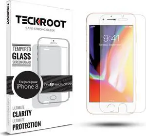 [3 Pack] TeckRoot iPhone 8 Screen Protector Tempered Glass 9H Hardness,Scratch Proof,Double Defence Technology,Case Friendly,3D Touch,Anti-Fingerprint and Bubble Free