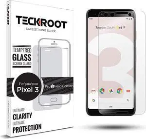 TeckRoot Google Pixel 3 Tempered Glass Screen Protector [3 Pack] ProShield Edition Full Screen [High Definition] [Bubble Free] [Anti-Scratches] [Easy to Install]