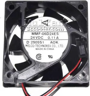 Original Melco 6CM 60*25mm MMF-06D24ES AOK TSF613A2401 24V 0.11A 2 Wires 2 Pins Case fan for YASKAWA G7 PLC ABB