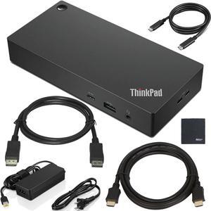 Lenovo ThinkPad USB Type-C Dock Gen 2 (40AS0090US) + ZoomSpeed HDMI Cable (with Ethernet) + ZoomSpeed DisplayPort Cable + AOM Starter Bundle