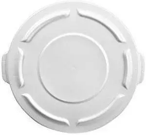 RUBBERMAID FG261960WHT Brute Trash Can Top,Flat,Snap-On Closure,White