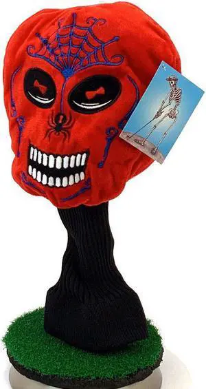 Creative Covers Skull Red Golf Club Head Cover, Novelty Plush Headcovers, For Woods And Drivers