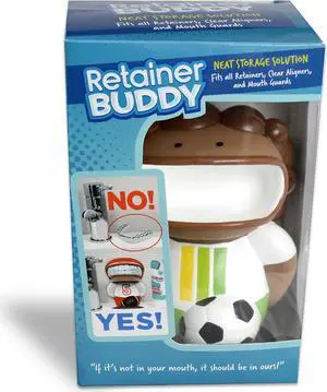 Retainer Buddy Soccer Player - Sanitary Orthodontic Storage for Retainers Clear Aligners and Mouth Guards - A Clean Stylish Case Alternative