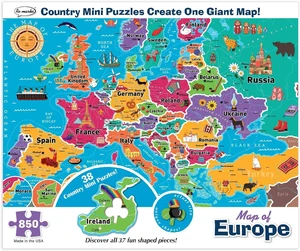 Re-marks Map of Europe Deluxe Jigsaw Puzzle with Whimsy Pieces 24"x36" All Ages Re-marks Map of Europe Deluxe Jigsaw Puzzle with Whimsy Pieces 24"x36" All Ages