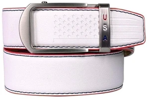 Nexbelt Heritage USA Anthem Embossed American Flag Tip White Men's Leather Belt - White Ratchet Belt For Patriot Golfers Nexbelt Heritage USA Anthem Embossed American Flag Tip White Men's Leather Belt - White Ratchet Belt For Patriot Golfers