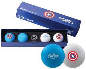 Volvik Marvel Captain America Super Hero Golf Balls | 4-Pack with Ball Marker | High-Performance 3-Piece Ball | Matte Finish & Vibrant Colors Volvik Marvel Captain America Super Hero Golf Balls | 4-Pack with Ball Marker | High-Performance 3-Piece Ball | Matte Finish & Vibrant Colors