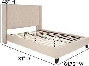 Riverdale Full Size Tufted Upholstered Platform Bed in Beige Fabric