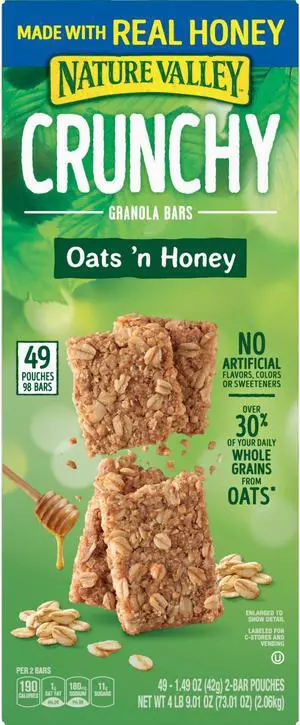 Granola Bars Oats and Honey 1.5 oz Bar 49/Carton GEM12942