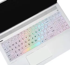 Keyboard Cover for HP Envy X360 2-in-1 Series 15M-BP012DX 15M-BP111DX 15M-BQ021DX/ HP Pavilion x360 15.6  Series/ 2019 2021 HP Envy 17.3  17t 17-ca0011nr 17-by0040nr Laptop Keyboard Skin, Rainbow