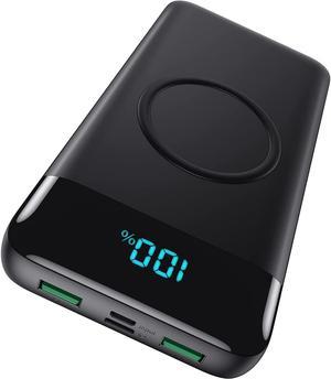 Wireless Portable Charger 30,800mAh 15W Wireless Charging 25W PD QC4.0 Fast Charging Smart LED Display USB-C Power Bank, 4 Output & 2 Input External Battery Pack Compatible with iPhone, Samsung etc