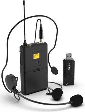 Wireless Microphones for Computer, USB Wireless Microphone System for PC and Mac,Headset UHF Wireless System with USB Receiver,Transmitter,Headset and Clip Lavalier Lapel Mic-K031B