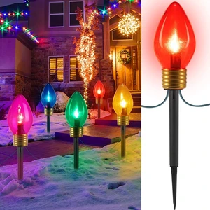 Jumbo C9 Christmas Lights Outdoor Decoration Lawn with Pathway Marker Stake Jumbo C9 Christmas Lights Outdoor Decoration Lawn with Pathway Marker Stake