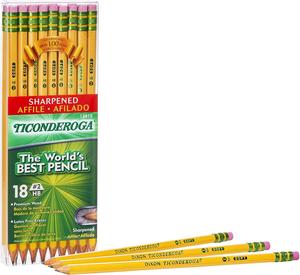Ticonderoga Pencils, Graphite #2, Yellow, 18-Pack