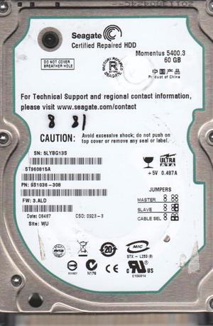 60GB IDE 2.5 5400RPM FW: 3.ALD WU HDD