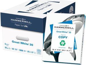 Great White(R) MultiUse 20 Paper, 8 1/2in. x 11in., 20 Lb., 92 Brightness, Ream of 500 Sheets, Case Of 10 Reams