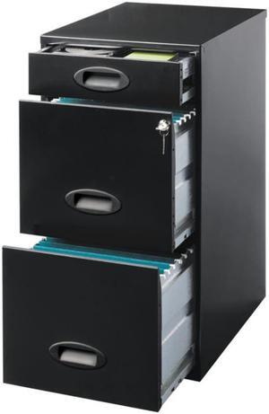 Realspace® SOHO Metal Vertical File Cabinet, 3 Drawers, 18"D, Black